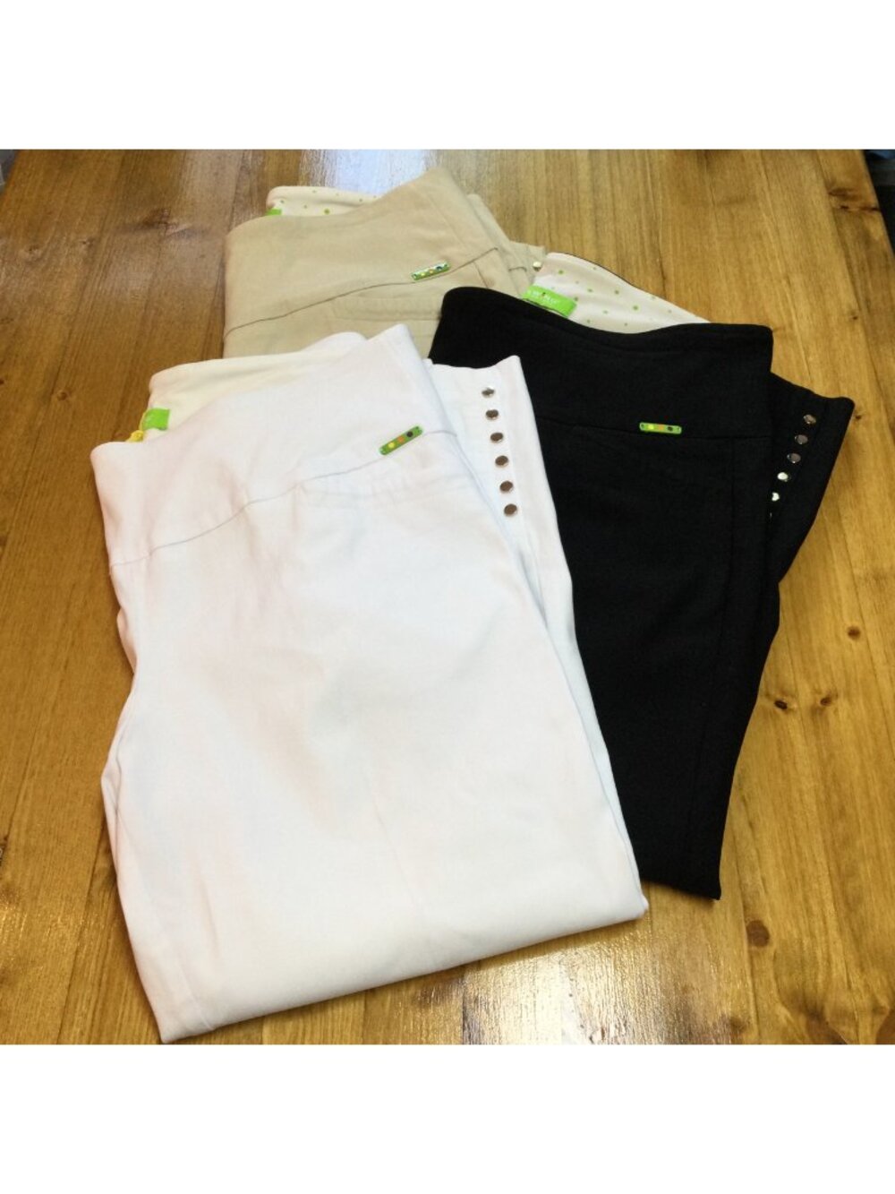 Lot 3 Swing Control Womens Slimming Ankle Golf Pants Size 12 White Black Beige